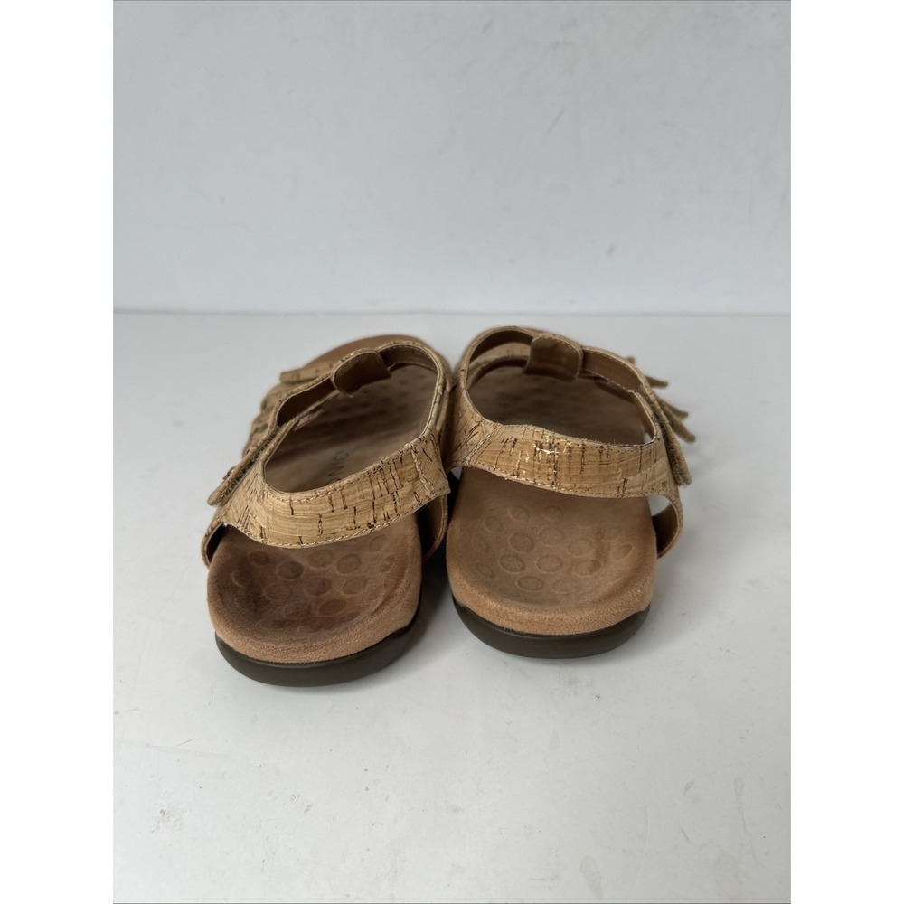 VIONIC WOMEN'S LT. BROWN HARISSA STRAPPY SANDALS 5 HOOK & LOOP STRAPS SIZE 9 EUC - Picture 4 of 8